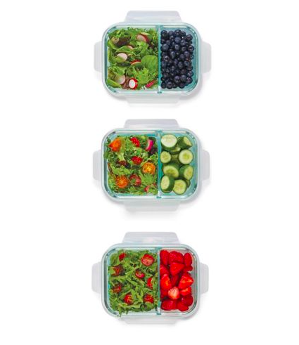 MASTER Chef Glass Clip Food Storage Set with Compartments, 6-pc