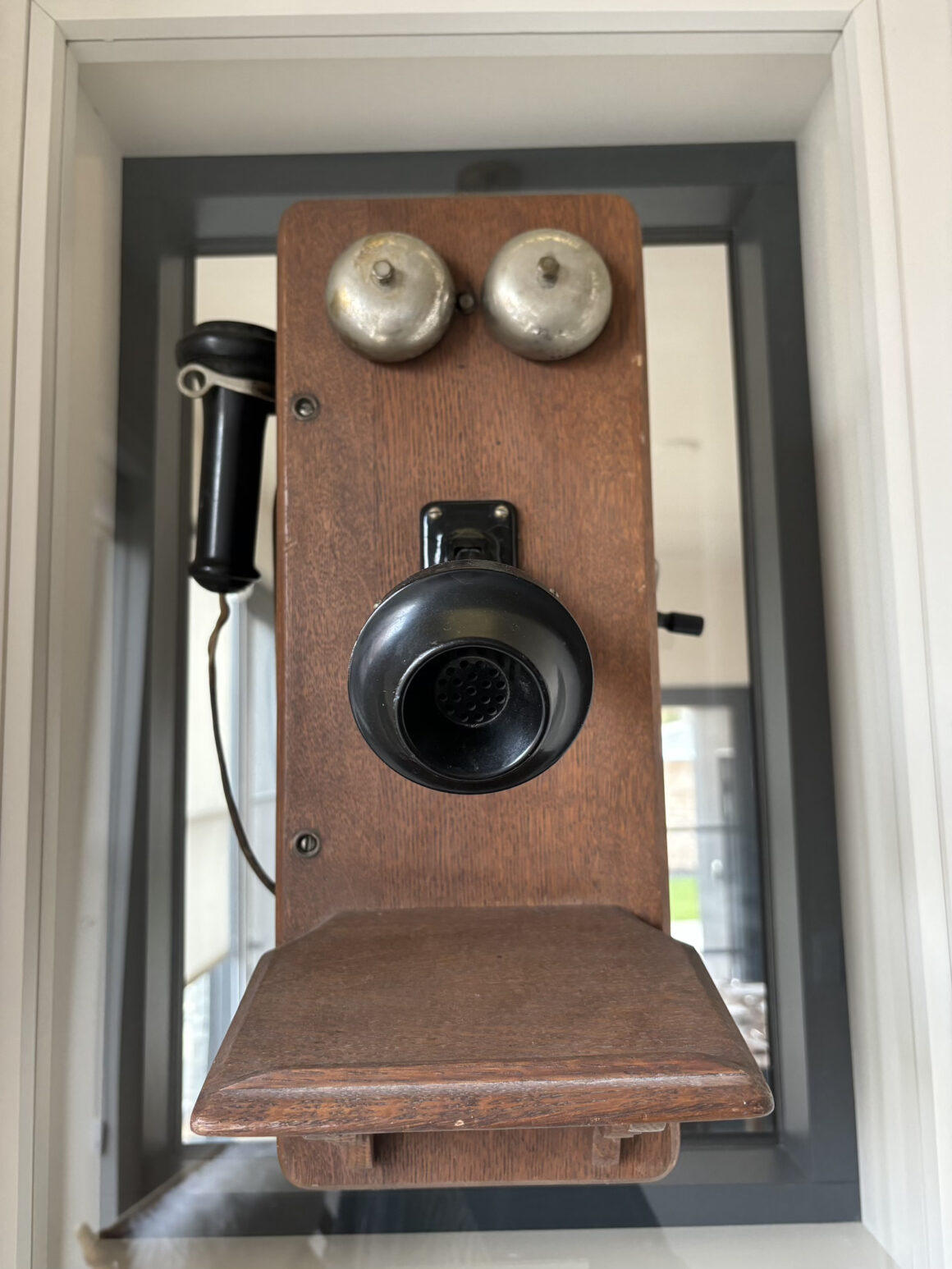 Dover George Hotel in Port Dover vintage telephone on display.