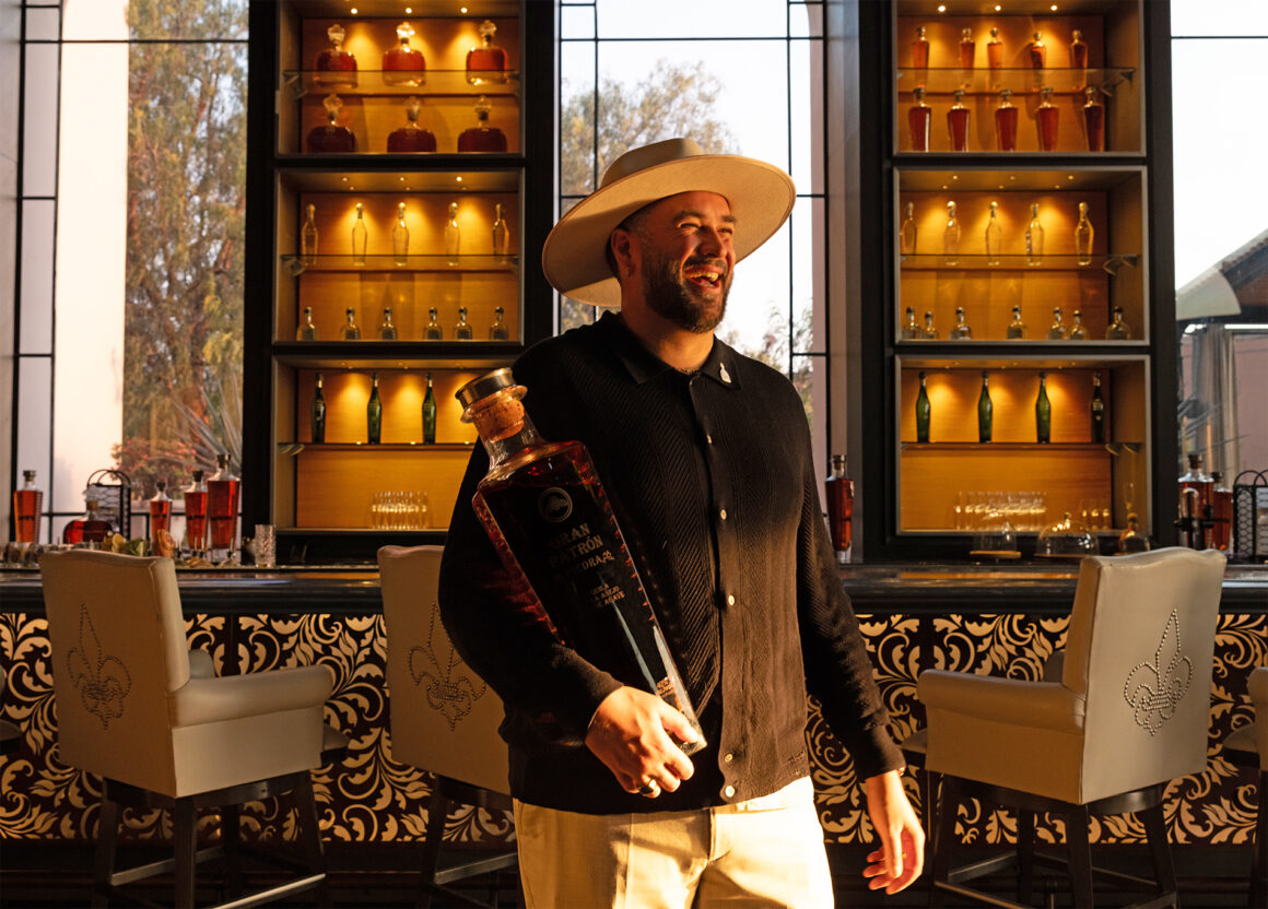 Marty Pineault holds a magnum bottle of Gran Patron at the Hacienda Patron. (Photo: Nick Merzetti / STAMINA GROUP)